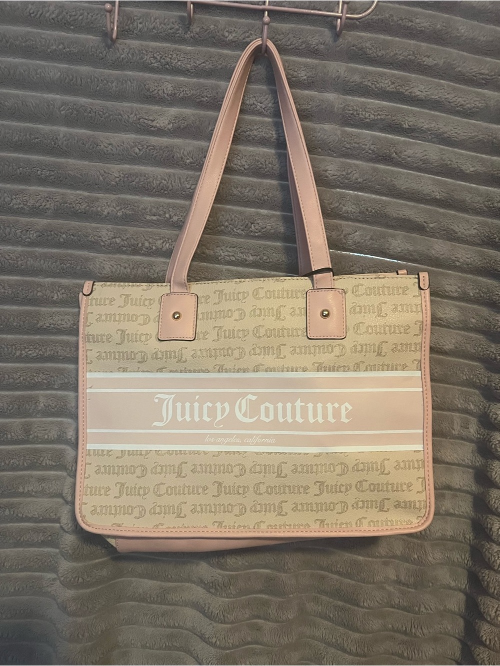 Juicy Couture Beige and Pink Logo Tote